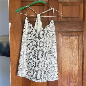 J Crew Factory Snake Print scalloped Cami Top